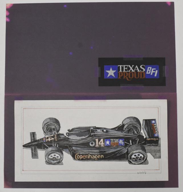AJ Foyt Indy Car Racing Orig Art By Ron Burton: AJ Foyt racing the Copenhagen No.14 indy car original mixed media art on paper by well known artist Ron Burton. Signed and dated 1991. Consignor claims this was originally drawn for AJ Foyt Jr. Does h