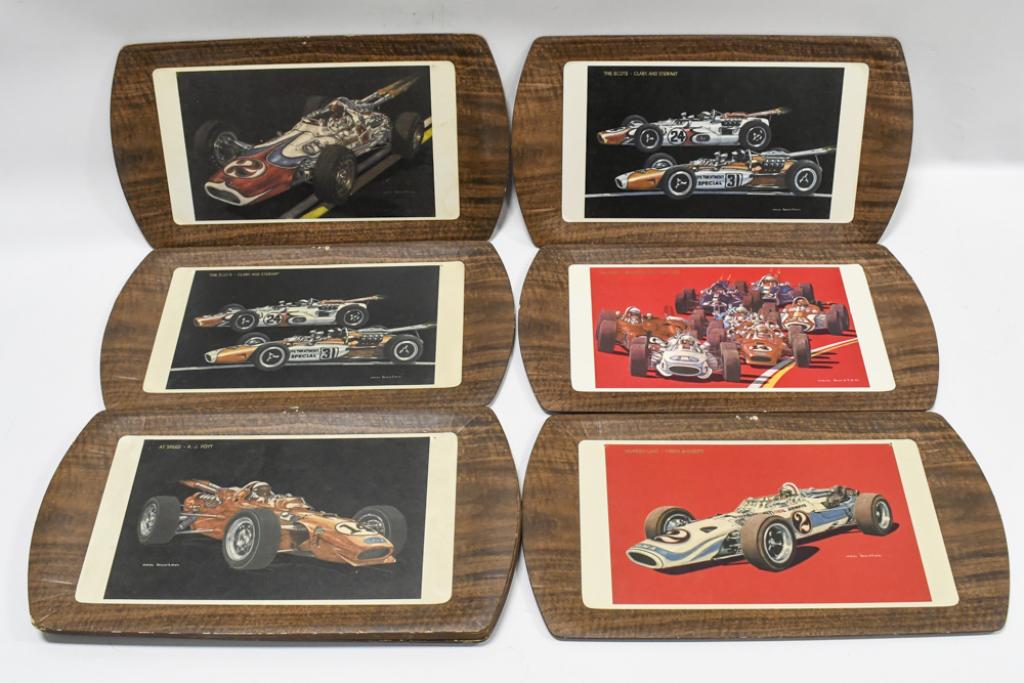 Set Of 12 Ron Burton Indy Racing Art Trays (1 of 13)