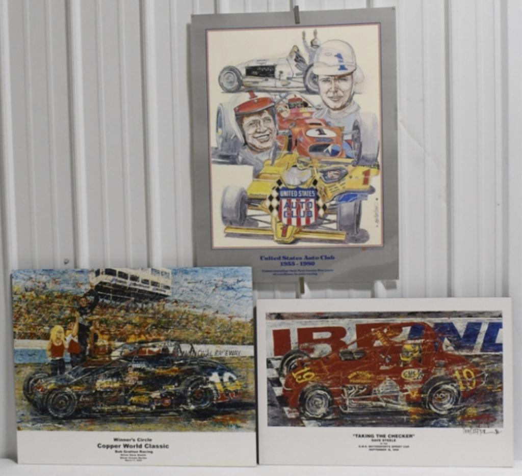 Lot Of 3  Ron Burton Art Racing Prints (1 of 14)