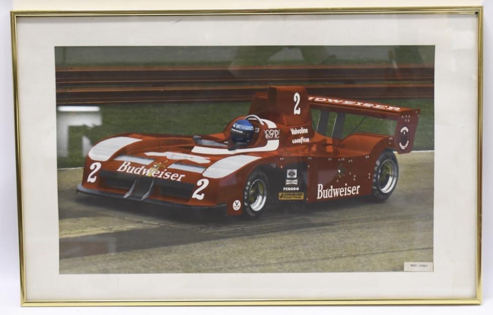1980 Lola T530 Elliot Robinson Photo By Ken Coles: 1980 Lola T530 Elliot Forbes- Robinson enhanced / colorized photo print by Ken Coles. Does have some discoloration and wear from age and storage. Still displays extremely well. Overall with frame it m