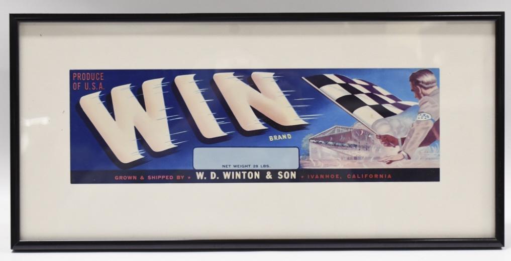 Vintage Framed W.D. Winton & Son Fruit Crate Label (1 of 4)