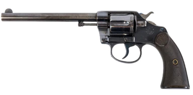 Colt New Police .32 Colt Six-Shot Revolver: Colt New Police six-shot revolver in .32 Colt. The blue finish revolver is in nice used condition in a Colt hard plastic case, has a 6" barrel. Manufactured in 1906. SN: 32333. Requires FFL transfer. 