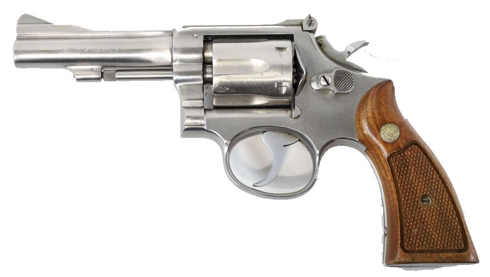 Smith & Wesson Model 67 .38 Spl. Revolver In Box: Smith & Wesson Model 67 six-shot revolver in .38 Special. The stainless steel revolver is in like new condition in the original S&W box, has a 4" barrel. SN: SK17751. Requires FFL transfer. (103-1)