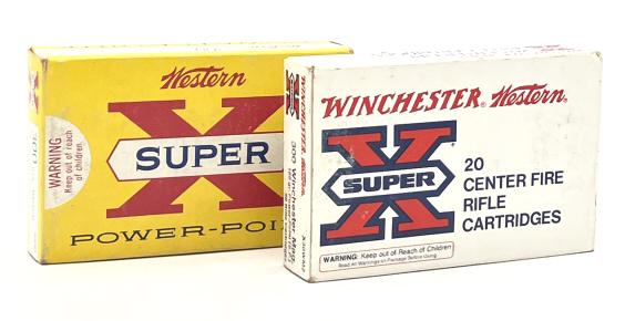 Winchester Super X 300 Win Mag Ammo in 180gr: Winchester Super X 300 Win Mag Ammo , Western Super X 300 Win Mag. Ammo in 150gr, soft point bullet. Both boxes are original and are full