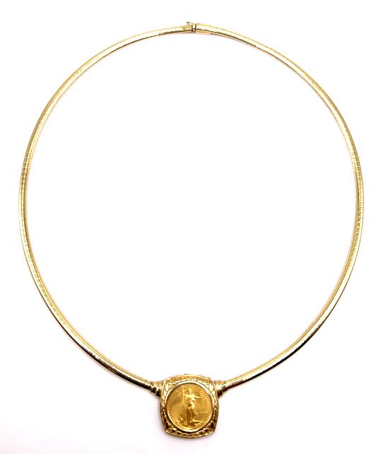 14K Yellow Gold Coin Pendant Necklace (1 of 7)