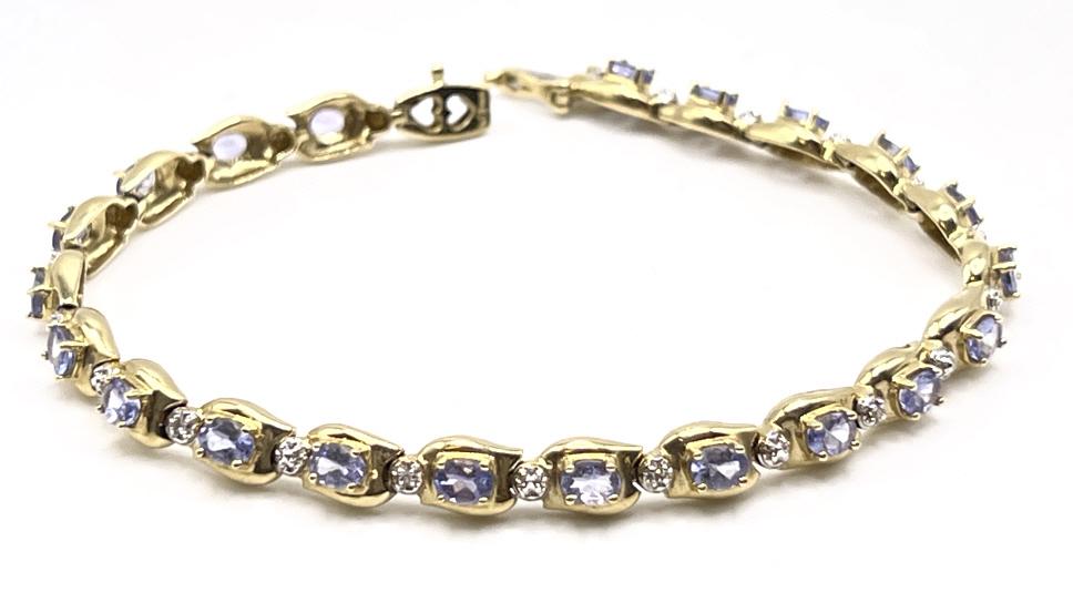 Ladies10K Yellow Gold Tanzanite Tennis Bracelet (1 of 6)