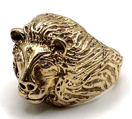 Men's 14K Yellow Gold Lion Head Ring (1 of 6)