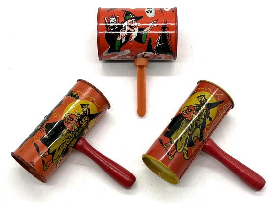 U.S. Metal Toy Mfg & Kirchoff Rattle Noisemakers: U.S. Metal Toy Mfg & Kirchoff Rattle Noisemakers, All are in good condition with minimal wear. Each Measuring 4in x 4.5in