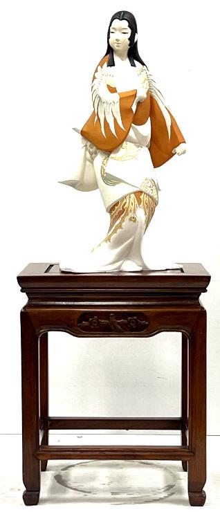 Japanese Geshia Painted Plaster Sculpture w/Stand (1 of 10)