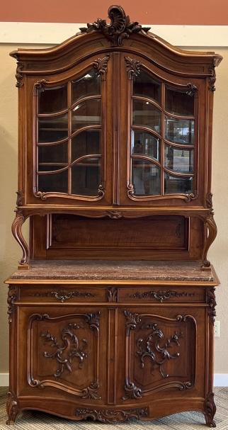 Marble Top Victorian Buffet China Cabinet (1 of 11)