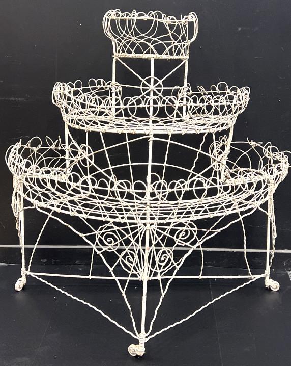 Victorian Three Tiered  Wire Plant Stand (1 of 4)