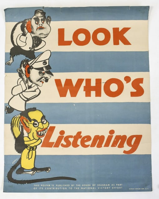 Orig. WWII Anti-Axis Propaganda Poster By Seagrams (1 of 9)