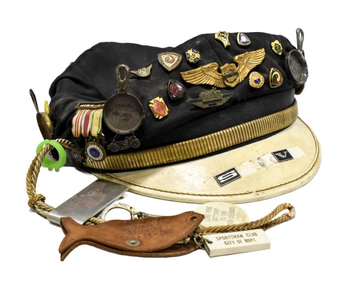 1940s-50s Harley-Davidson Captains Hat w/ Pins (1 of 15)