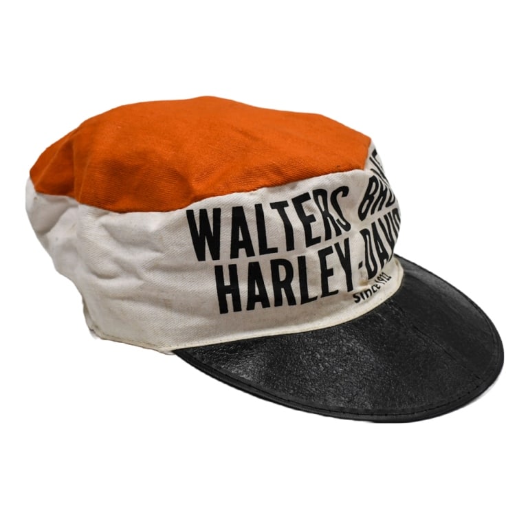 Vintage Walters Bros Harley-Davidson Dealer Hat: Hard to find original vintage walters Bros Peoria Illinois Harley-Davidson dealership promotional painters style hat. Appears to be in good condition with expected discoloration and wear from use and