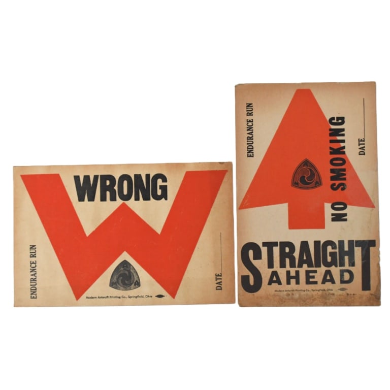 (2) Vintage AMA Motorcycle Race Directional Signs (1 of 10)