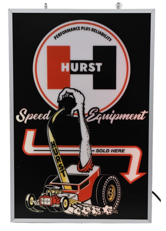 Hurst 看板 アンティーク Hurst Auto Shifters Dealer Lighted Fantasy Sign