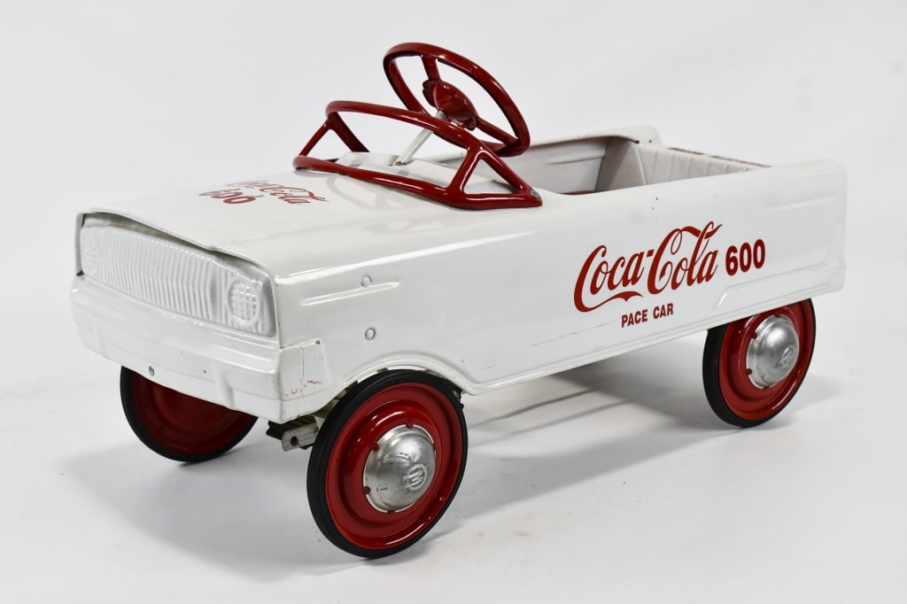 Custom Murray Coca-Cola 600 Pace Car: Custom Murray Coca-Cola 600 pace car. The car has some scuffs, small chips and light wear from storage and display. Displays well with Coca-Cola decals. Measures approximately 31" long.