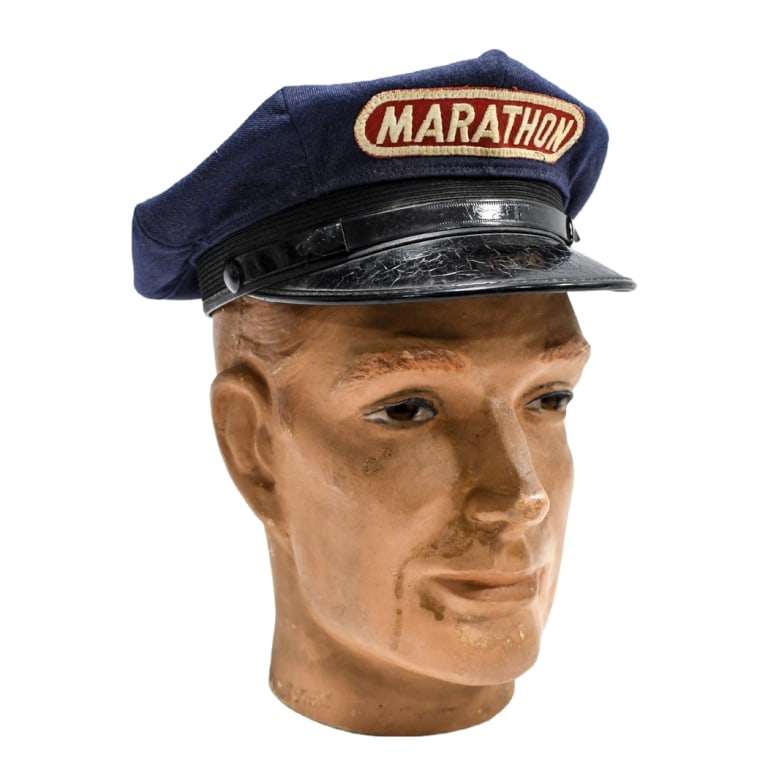 Vintage Marathon Gas Station Hat w/ Mannequin Head (1 of 13)