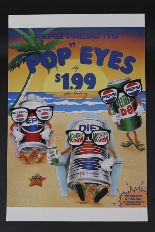 Vintage NOS Pepsi Pop Eyes Store Display Sign (1 of 7)