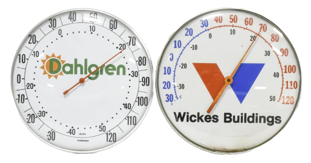 2 Vintage Adv Thermometers Signs Dahlgren & Wickes (1 of 9)
