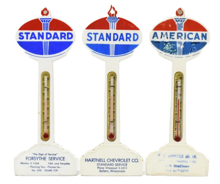 (3) Standard Oil / AMOCO Pole Sign Thermometers (1 of 9)