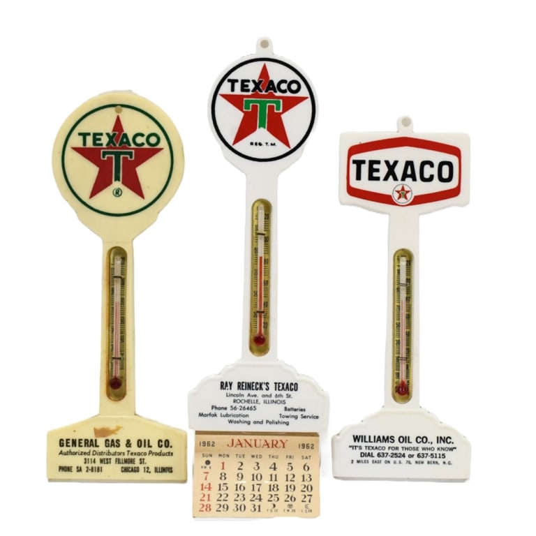 3) Texaco Service Station Pole Sign Thermometers (1 of 9)