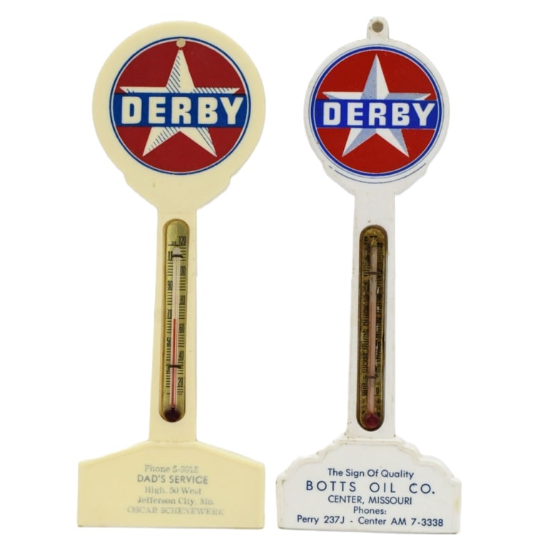 (2) Derby Gas Station Pole Sign Thermometers (1 of 6)