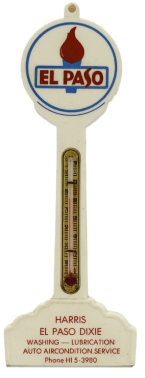 El Paso Dixie Gas Station Pole Sign Thermometer (1 of 6)