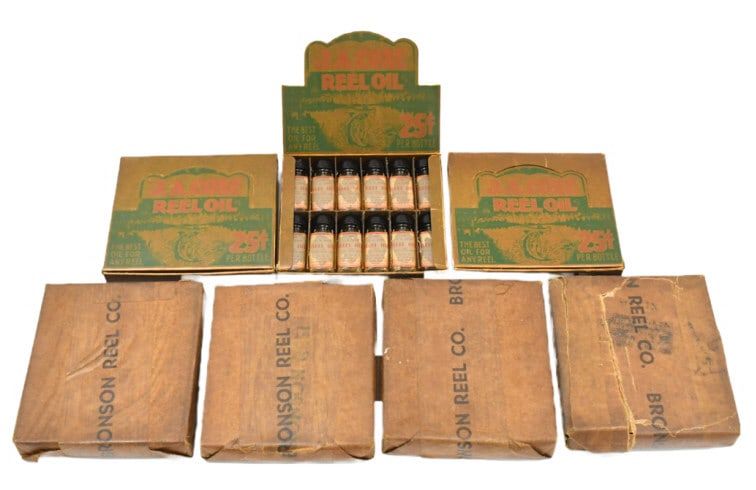 (7) NOS J.A. Coxe Fishing Reel Oil Store Displays (1 of 12)