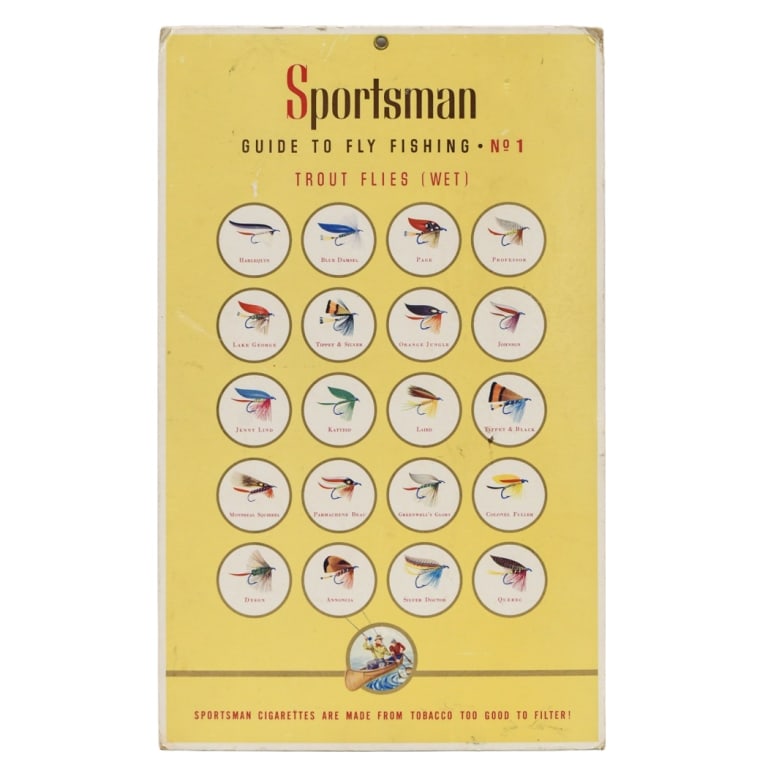 Vintage Sportsman Cigarettes Fly Fishing Sign (1 of 7)