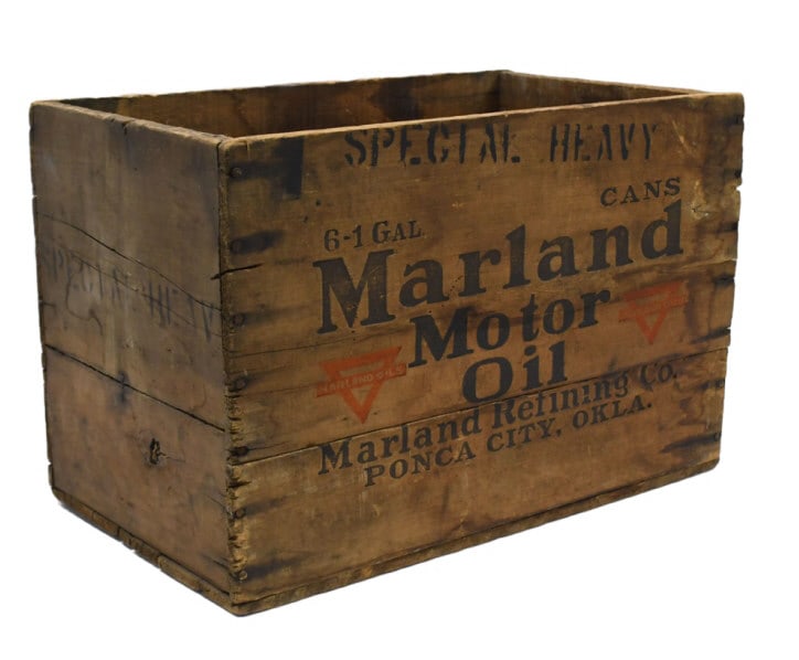 Vintage Marland Motor Oil Wood Advertising Crate (1 of 9)