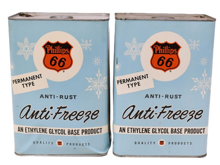 2) Vintage Phillips 66 Anti-Freeze One Gallon Cans (1 of 8)