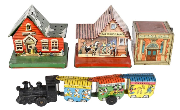 Marx Disneyland Train Bar Dude Ranch & Other Banks (1 of 8)