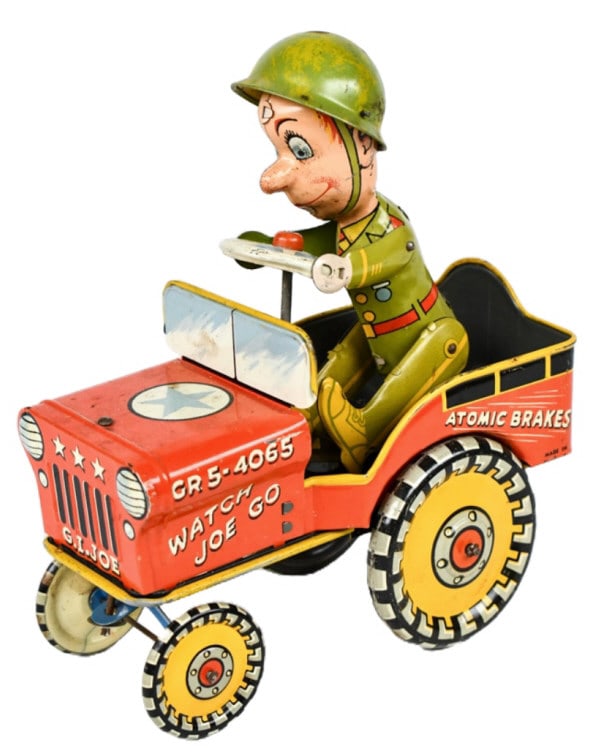 Unique Art Tin Litho Windup Gi Joe Jouncing Jeep Auction