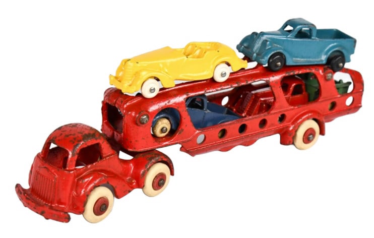 Hubley Cast Iron Car Carrier #2292 w/ Cars (1 of 9)