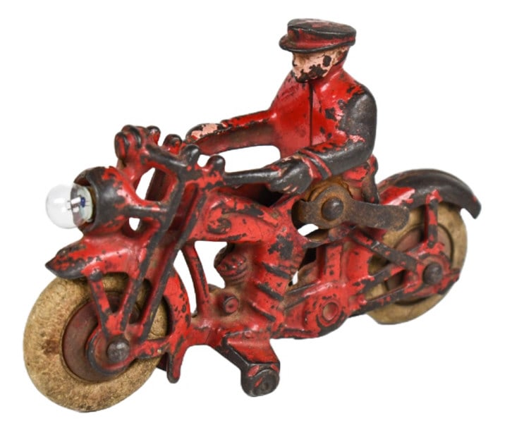 Hubley Cast Iron Motorcycle w/ Electric Headlight (1 of 8)