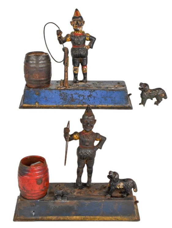 (2) Cast Iron Mechanical Trick Dog Banks (1 of 12)