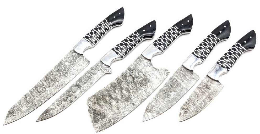 Damascus Checker Handle Kitchen Knife Set
