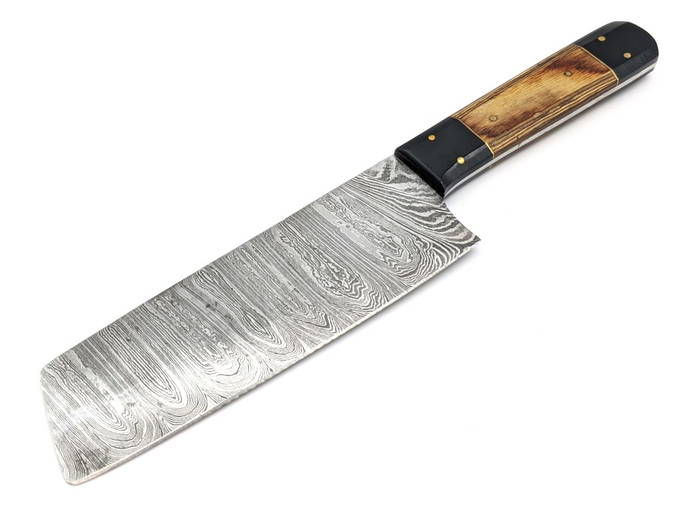 Damascus Kitchen Cleaver W/ Wood Handle