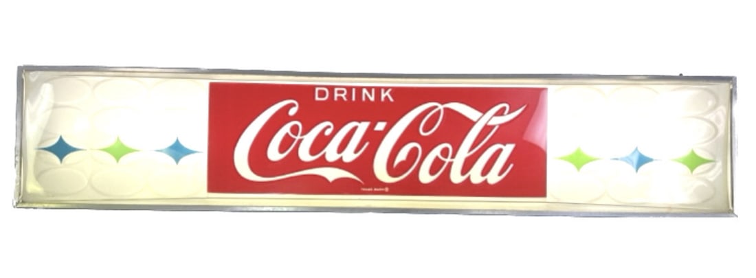 Vtg.Drink Coca-Cola Light-Up Advertisement Sign: Vtg.Drink Coca-Cola Light-Up Advertisement Sign made of metal and plastic. Lights up with plugged in *measures 51in x 4.5in x 10in