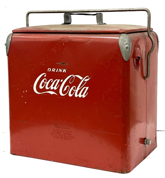Acton Mfg. Co. Coca-Cola Portable Travel Cooler: Acton Mfg. Co. Coca-Cola Portable Travel Cooler. Cooler does have some scratches and paint chipping *measures 19in x 12in x 19in