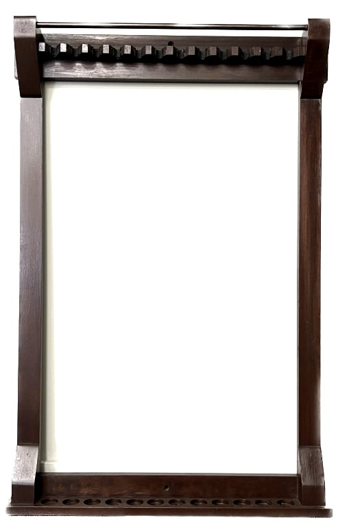 Vintage Brunswick 12 Cue Rack: Vintage Brunswick 12 Cue Rack. Circa 1910. 28.25" in length and 42.5" in height.
