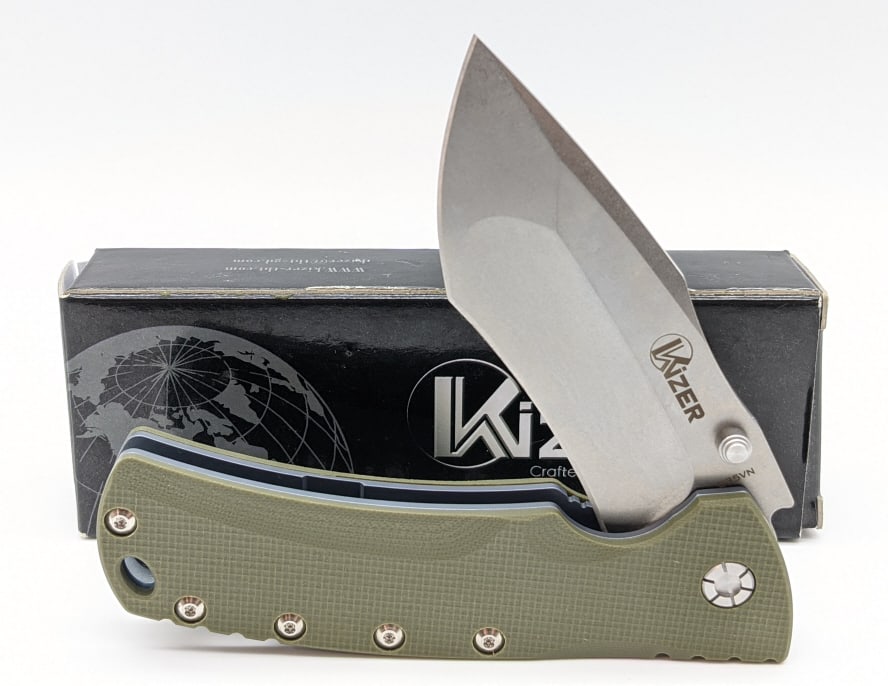 NIB Kizer G10 Liner Lock Flipper Knife Ki5414A1 (1 of 4)