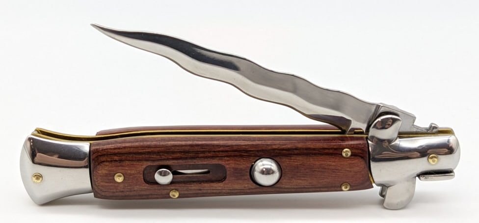 Italian Milano Wood Handle Kriss Switchblade (1 of 4)