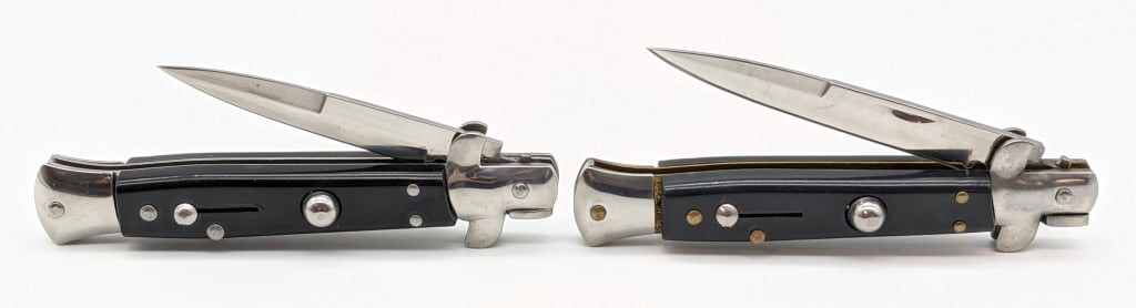 Italian Stainless Slick Black Stiletto Switchblade (1 of 4)