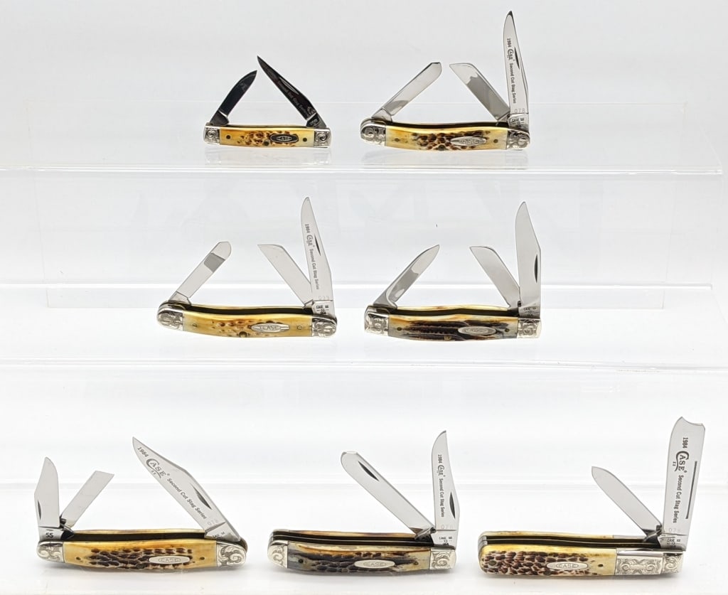 7) 1984 Case XX 2nd Cut Stag Series Mint Knives (1 of 8)