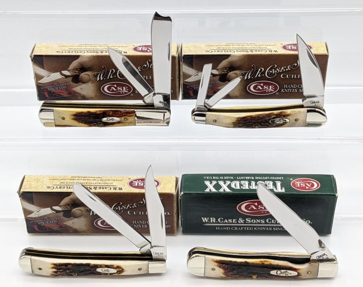 4) 2008-09 Case XX Genuine Red Stag Knives w Boxes (1 of 5)
