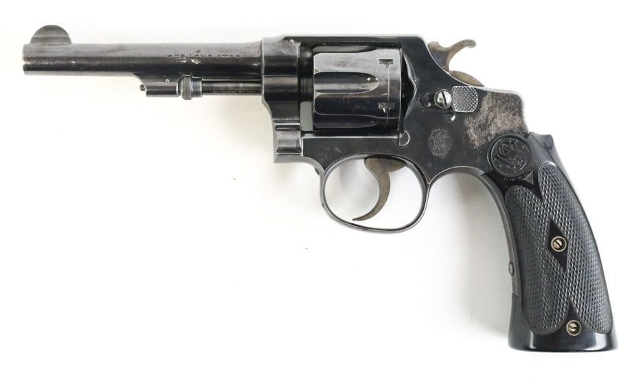 Smith & Wesson 1902 2nd Model .32 Long Revolver: Smith & Wesson Model 1902 2nd Model six-shot revolver in .32 Long Colt. The blue finish revolver is in nice used condition with some age and use wear, has a 4.25" barrel. SN: 46113. Requires FFL trans