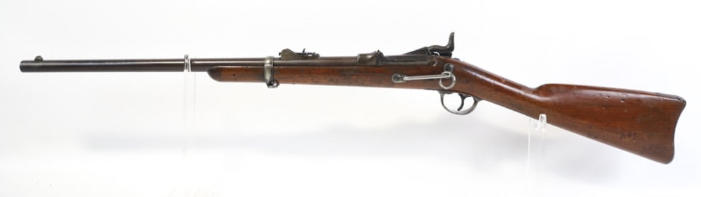 U.S. Springfield Model 1873 .45-70 Cal. Carbine: U.S. Springfield Armory Model 1873 breech loading trapdoor single shot carbine in .45-70 caliber. The carbine has a 22" barrel with a decent bore and rifling. The condition is good with age and use we