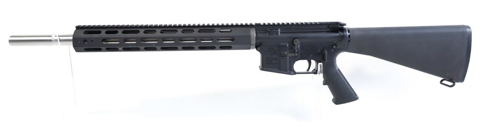 Rock River Arms LAR-15 5.56 NATO Semi-Auto Rifle: Rock River Arms LAR-15 semi-automatic rifle in 5.56 NATO. The black rifle has a 20" stainless barrel and is in very nice condition. Missing the magazine. SN: KT3701072. FFL transfer required. (1031-9)